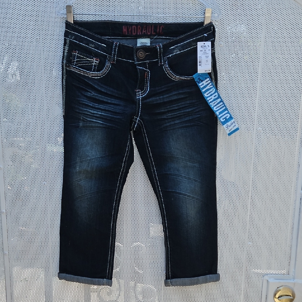 Hydraulic Blue Ankle Cropped Jeans with Vintage Wash